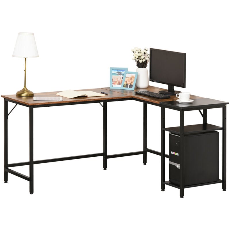 Industrial-Style L-Shaped Computer Workstation Desk Corner Writing Compact - Homcom