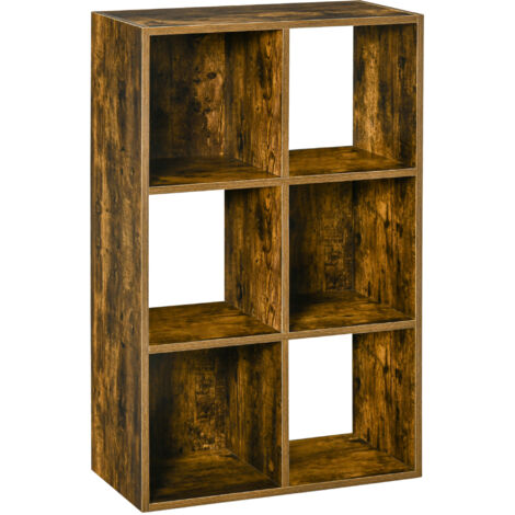 HOMCOM Industrial Style Storage Shelf, Bookcase, Bookshelf, Rustic Brown