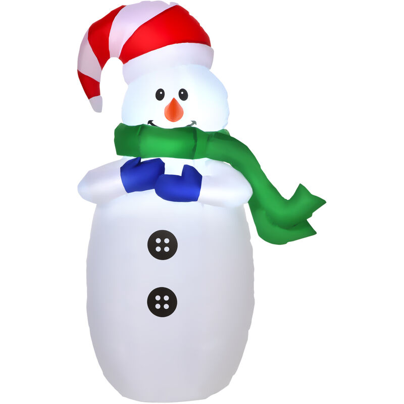 4ft Inflatable Christmas Snowman Decoration led Lights for Lawn Garden - White - Homcom