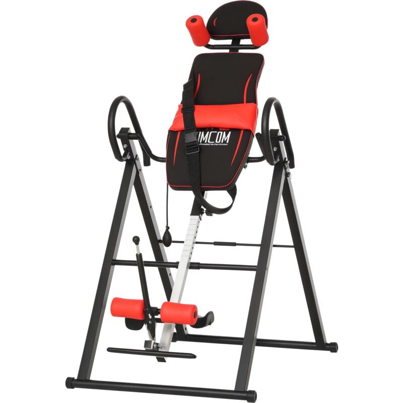 Homcom - Adjustable Gravity Inversion Table with Safety Belt Red