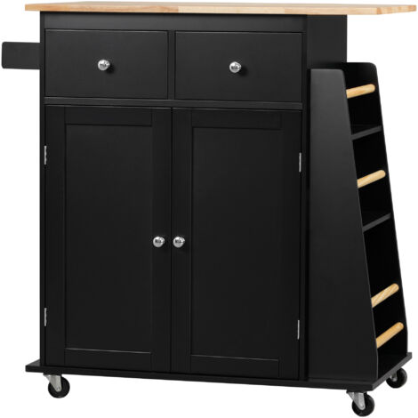Carrello Cucina Con Ruote Nero - Mobile Multiuso Per Microonde, Ripiano Regolabile, 116x37x85 Cm - Foto 4
