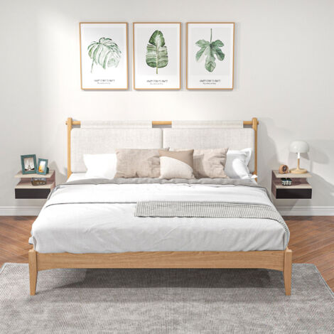 HOMCOM Juego de 2 Mesitas de Noche Flotantes, Mesillas de Noche Dormitorio con Cajón, Estante Abierto, para Sala de Estar, 35x32x22,5 cm, Roble y Negro