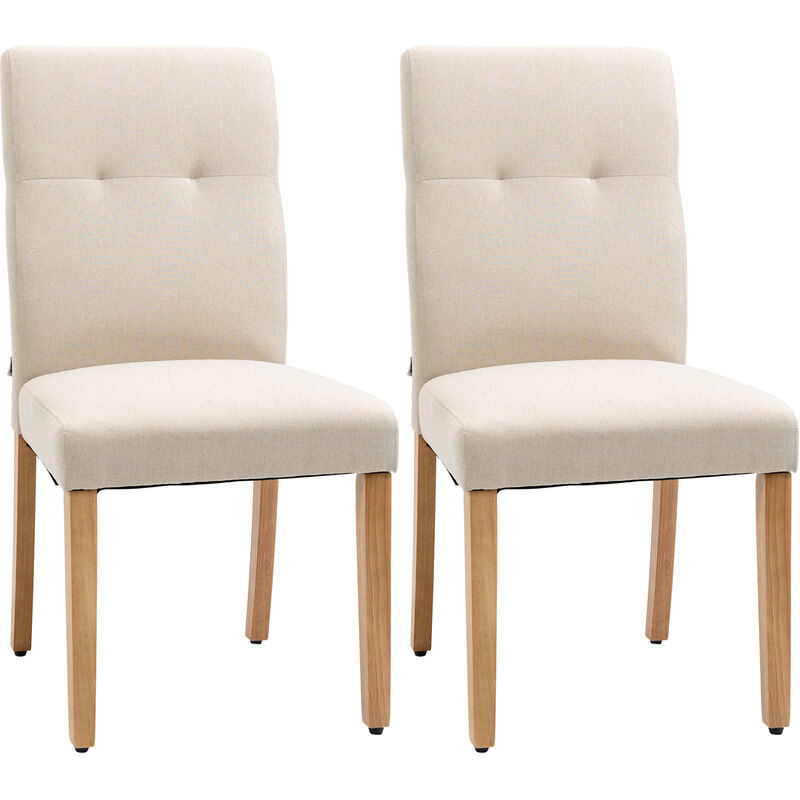 

Juego de 2 Sillas de Comedor Cocina Tapizadas Transpirable con Tacto Lino Respaldo Alto Asiento Acolchados y Patas de Madera 50x62x96 cm Beige - Beige