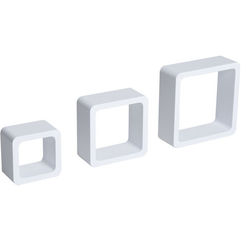 HOMCOM Juego de 3 Cubos Estantes de Pared Estantería para Libro CDs Decorativo Blanco
