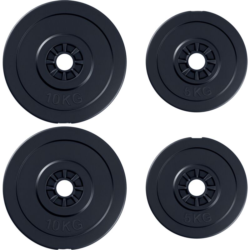

Juego de 4 Discos de Pesas 5 kg 10 kg con Agujero de Ø25 mm para Entrenamiento - Negro