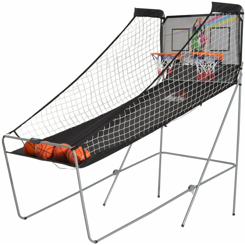 

Homcom - Canastas de Baloncesto Portátiles con Soporte de Acero y Contador Electrónico - Negro y Blanco