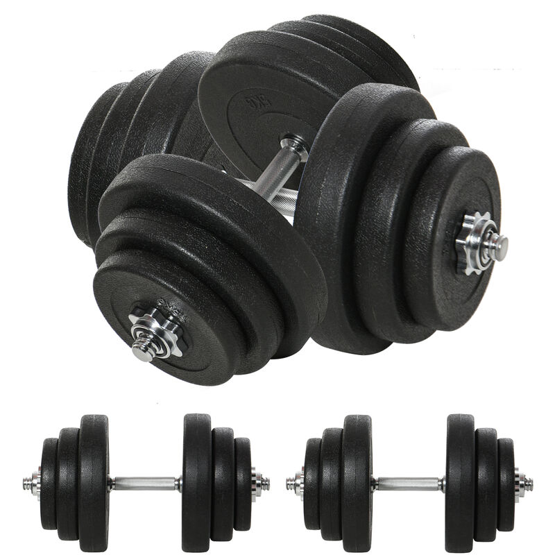 

Juego de Mancuernas Pesas de Fitness 40KG Ajustable Profesionales Barra Acero - Negro