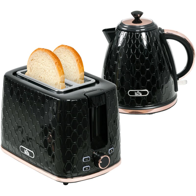 Kettle and Toaster Set 1.7L Fast Boil Kettle & Toaster Set Black - Homcom