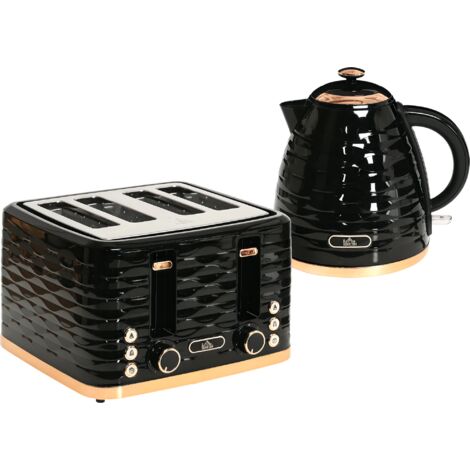 HOMCOM Kettle and Toaster Sets 1.7L Kettle & 4 Slice Toaster w/ Browning Control Black