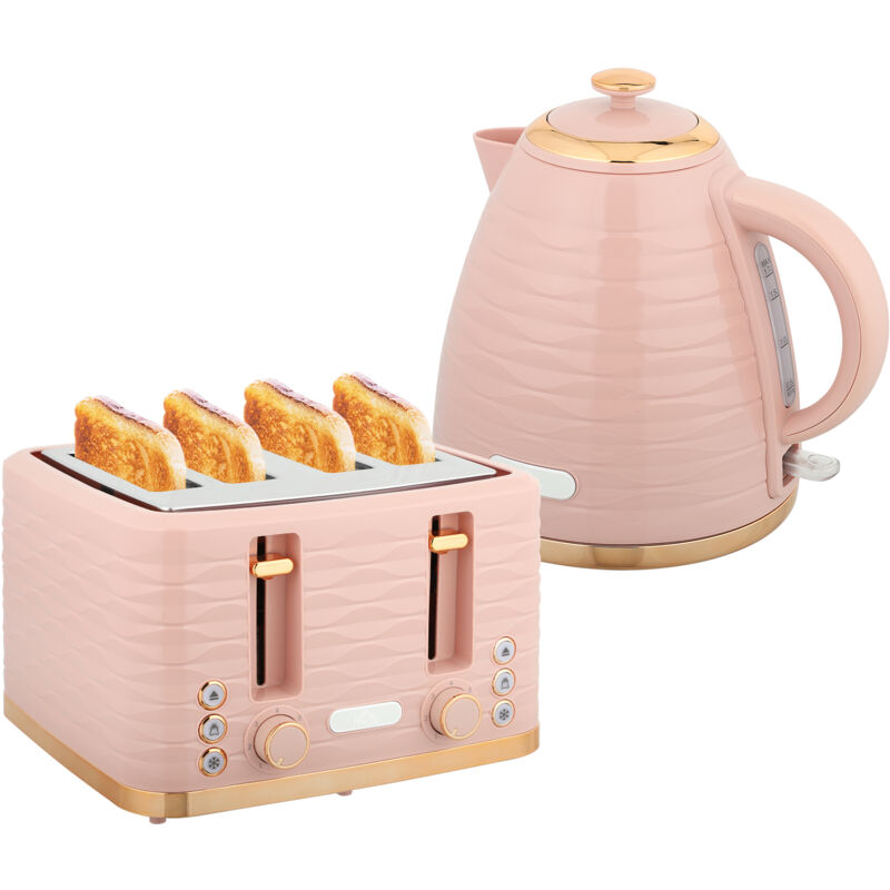 Kettle and Toaster Sets 1.7L Kettle & 4 Slice Toaster w/ Browning Control Pink - Homcom