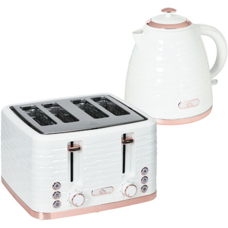 HOMCOM Kettle and Toaster Sets 1.7L Kettle & 4 Slice Toaster w/ Browning Control White