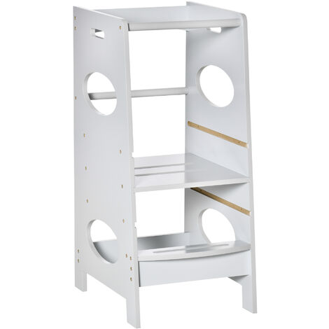 main image of "HOMCOM Kids Adjustable Step Stool Assistance Ladder Platform Toddler Bathroom Grey"