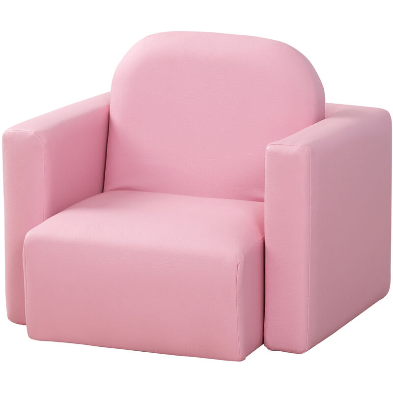 Homcom - Kids Mini Sofa Armchair Seat 2 In 1 Table Chair Set for 3 years Pink