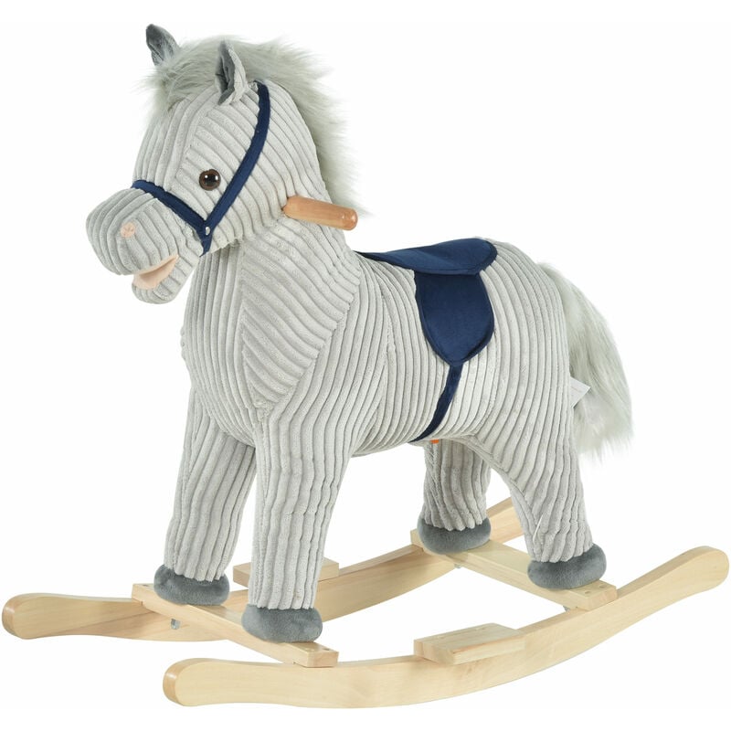 HOMCOM Children's Rocking Horse Ride-On Sound Wood Base Handlebars 36-72 Months