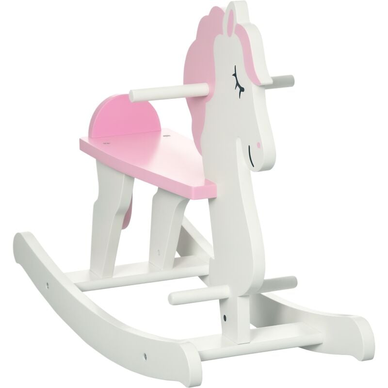 Homcom - Kids Ride-On Toy Rocking Horse w/ Handlebar, Foot Pedal - Pink