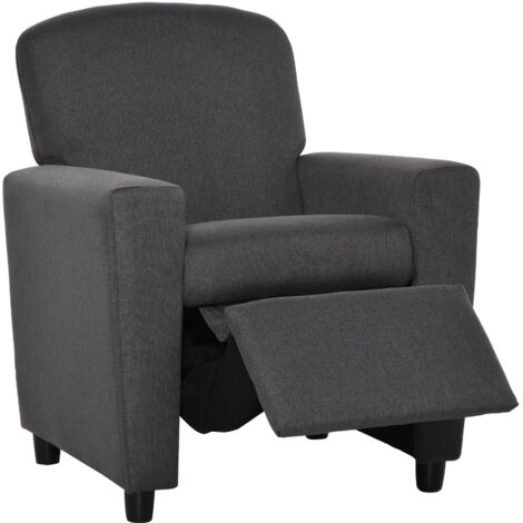 HOMCOM Kids Sofa with Footrest Linen Recliner Armchair Playroom Bedroom Grey