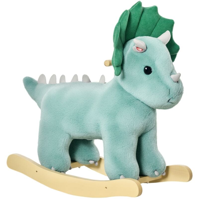 HOMCOM Kids Plush Ride-On Rocking Horse Triceratops-shaped Toy for 36-72 Months