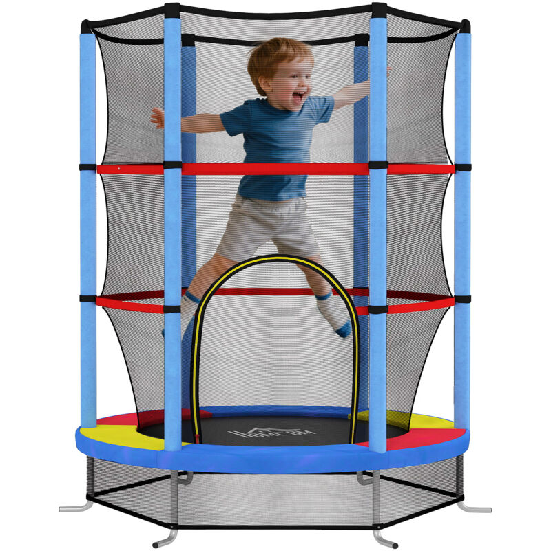 Homcom - Kids Trampoline Mini Bouncer w/ Enclosure Net for 3-6 Years