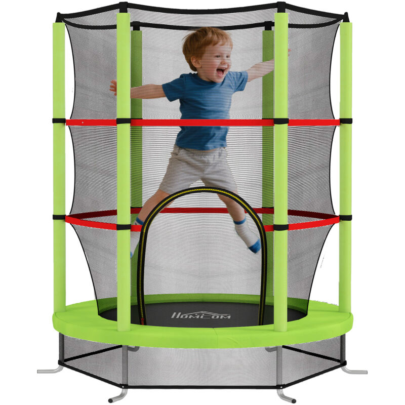 Homcom - Kids Trampoline Mini Bouncer w/ Enclosure Net for 3-6 Years Green