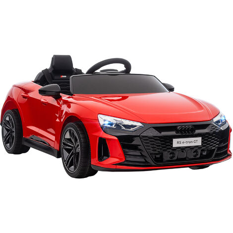 HOMCOM Kinder Elektroauto 12V Kinderauto mit 2,4 GHz Fernbedienung, 2 Motor, Kinderfahrzeug mit Hupe, LED, Musik, Sanftstart, Elektrofahrzeug mit Hilfsrad, für 3-5 Jahre Kinder, Rot