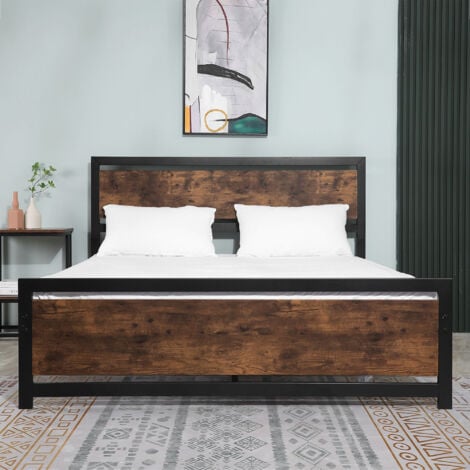 HOMCOM King Size Metal Bed Frame w/ Headboard & Footboard, 160x208x103cm