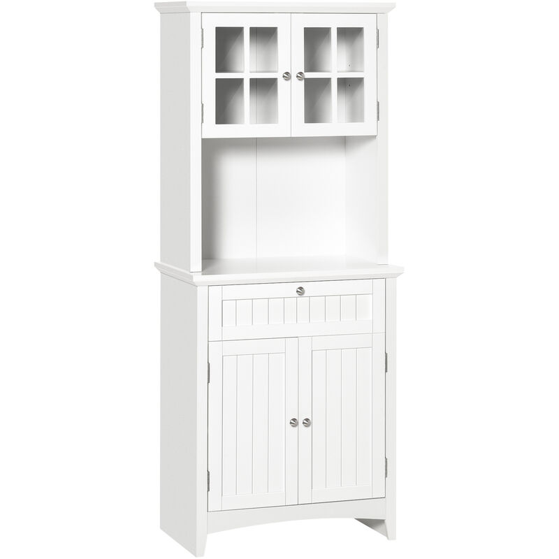 Kitchen Storage Cabinet w/ Microwave Space Drawer Home Furniture White - Homcom