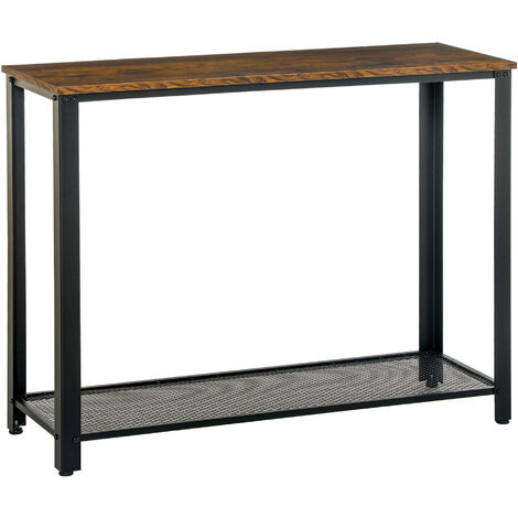 HOMCOM Konsolentisch, Sideboard, Beistelltisch mit Gitterablage, Industrie-Stil, Metall, 101 x 35 x 80 cm - Natur+Schwarz