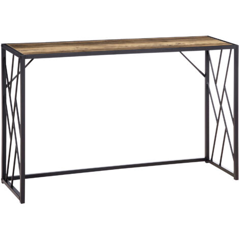 HOMCOM Konsolentisch, Sofatisch mit Stahlbeine, 120 x 35 x 75 cm, industrieller Flurtisch, Beistelltisch, für Kleinen Raum, Eingang, Flur, Wohnzimmer, Schlafzimmer, Braun