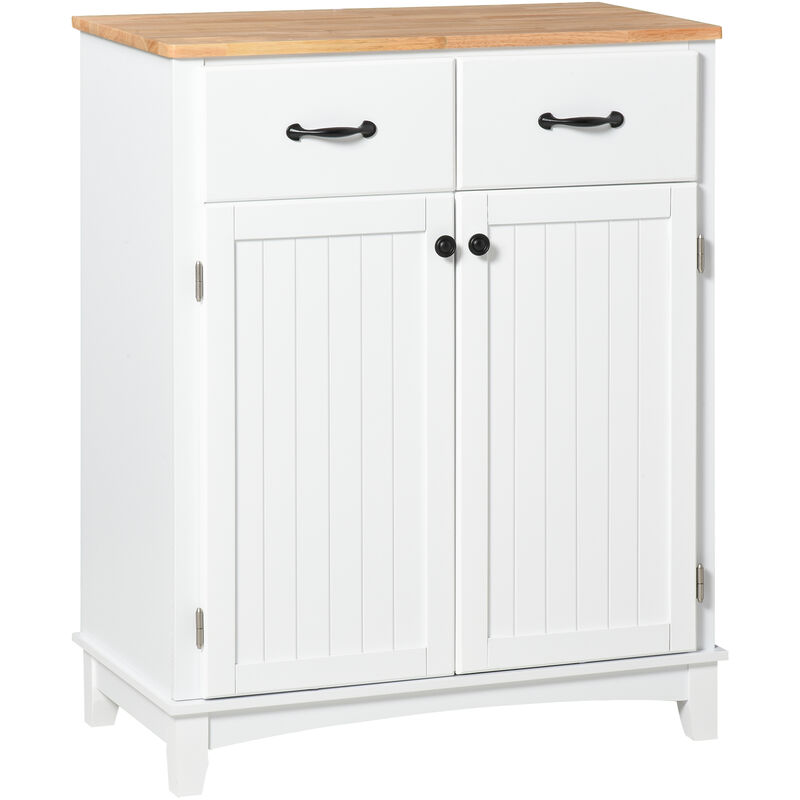 ® Küchenschrank Sideboard mit 2 Schubladen Ablage verstellbar Aufbewahrungsschrank - weiß - Homcom