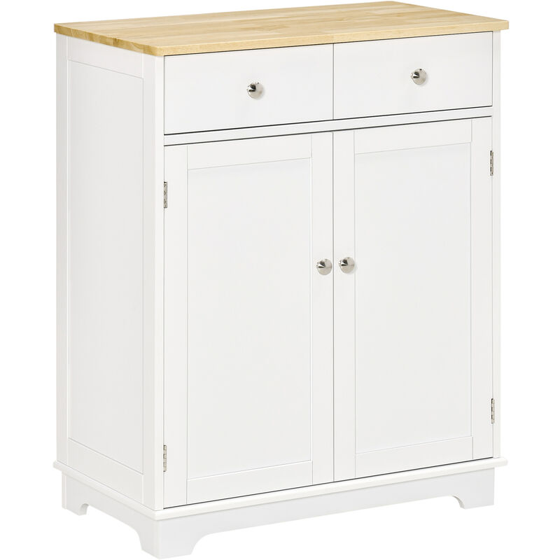 Küchenschrank Sideboard mit 2 Schubladen, Kommode, Aufbewahrungsschrank, MDF, Weiß, 68 x 40,3 x 85 cm - Homcom