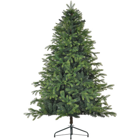 HOMCOM Künstlicher Weihnachtsbaum, 183 cm Christbaum mit 1700 Spitzen, breit klappbar Metallständer, für Weihnachten Deko, Grün