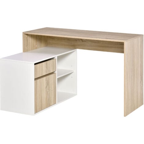 HOMCOM L-Shaped Corner Computer Desk Study Table w/ Storage Shelf Drawer Office