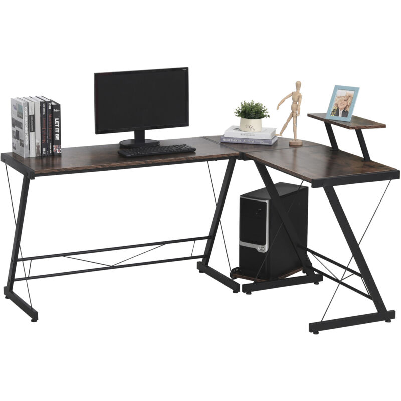 L Shaped Desk Corner Computer Gaming Table Workstation w/ Shelf - Homcom