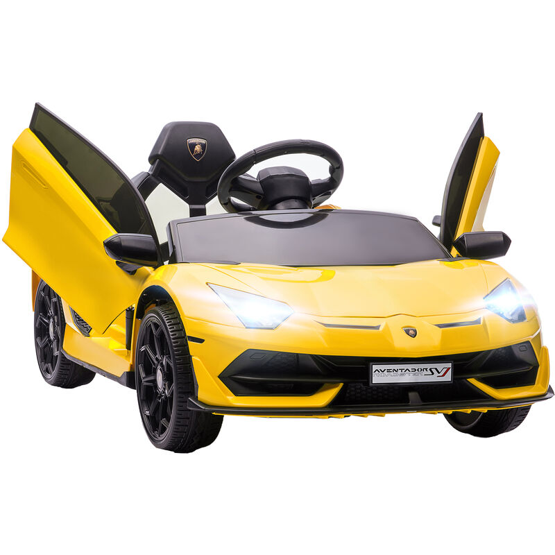 HOMCOM Lamborghini Aventador Licensed 12V Kids Electric Ride On Car for 3-5 Year Yellow
