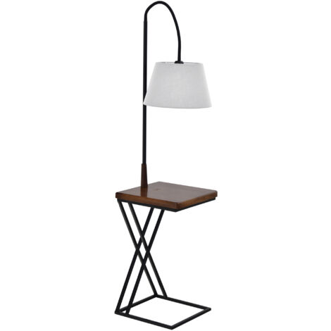 HOMCOM Lampada a Piantana Moderna con Testa Flessibile e Caricatore Wireless