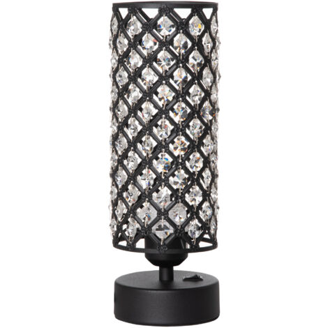HOMCOM Lampada da Tavolo Paralume in Cristallo e 1 Porte USB Ф10.8 x 30cm