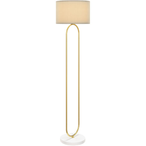 HOMCOM Lampada da Terra con Interruttore a Pedale e Paralume in Tessuto Oro