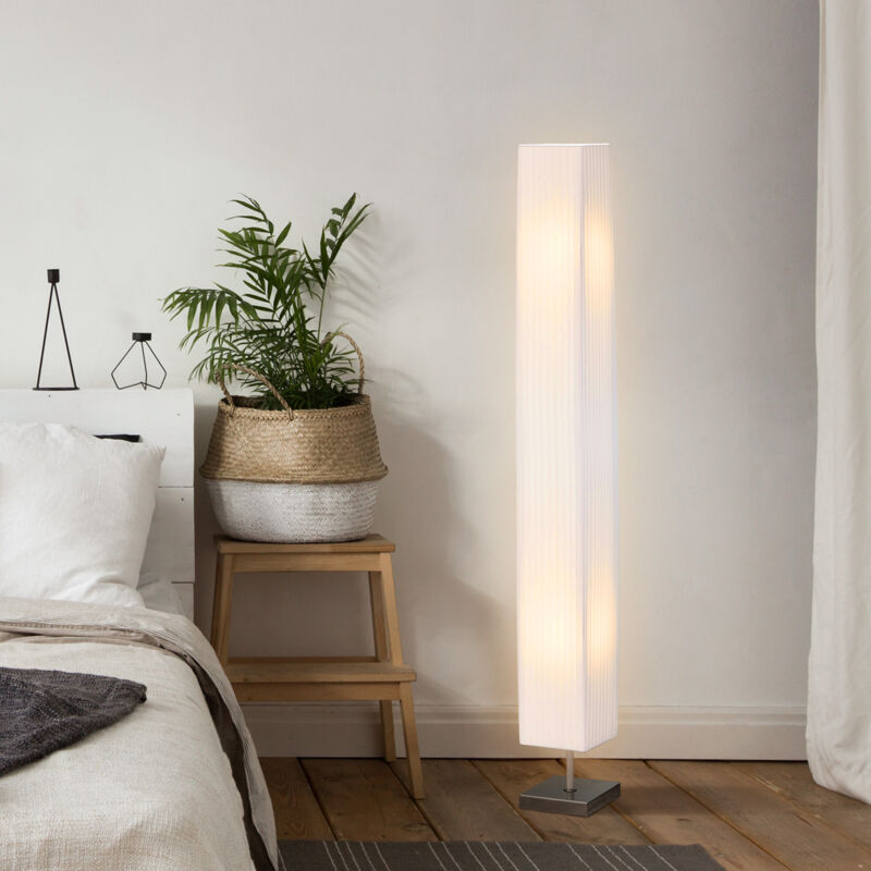 HOMCOM Lampadaire lampe sur pied de salon style moderne lampadaire sur pied avec interrupteur pour salon et chambre 120 cm blanc