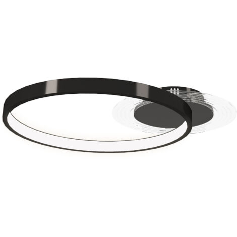 HOMCOM Lampadario LED da 40W con 2 Anelli e Temperatura Colore Regolabile Nero