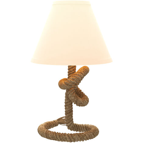 HOMCOM lámpara de mesa LED con base de metal cuerda de lino y pantalla de tela bombilla E27 de max.40W luces de blanco cálido Ø28x45,5 cm