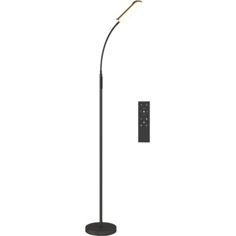 HOMCOM lámpara de pie LED regulable con temperaturas de color ajuste continuo control remoto y táctil temporizador función memoria negro