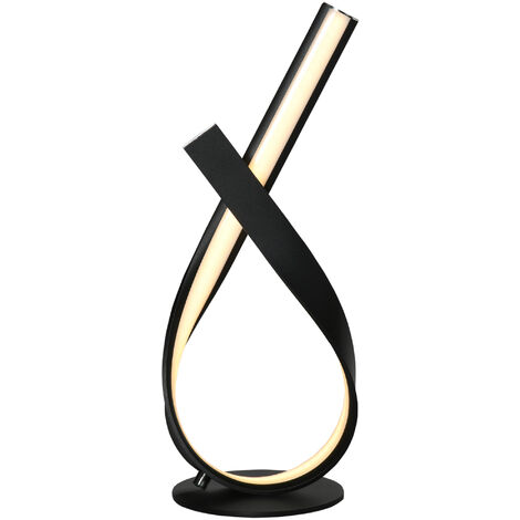 Homcom – Lampe à poser spirale en aluminium noir – LED blanc chaud – Dimensions 21L x 15l x 43H cm – Interrupteur marche/arrêt