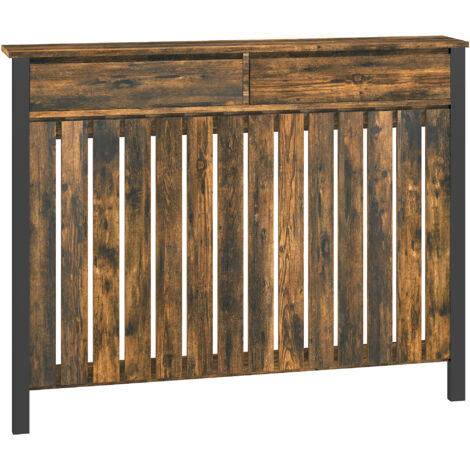 HOMCOM Large Radiator Cover with Drawers and Vertical Slats 119 x 19 x 93cm