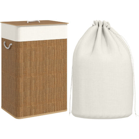 HOMCOM Laundry Hamper with Removable Washable Liner Bag, Brown