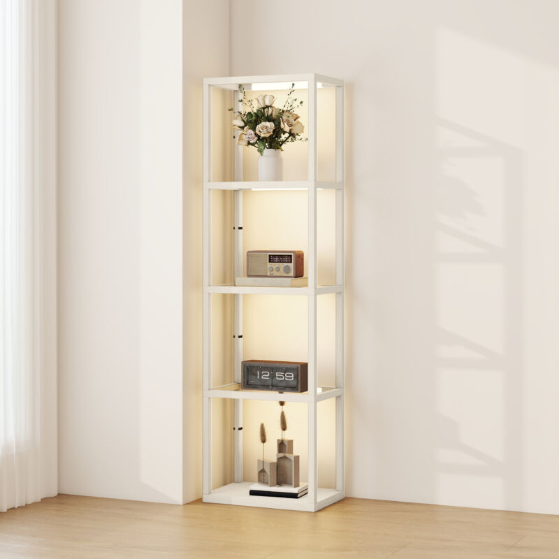 Image of Led Floor Lamp with Glass Shelves,&hellip;