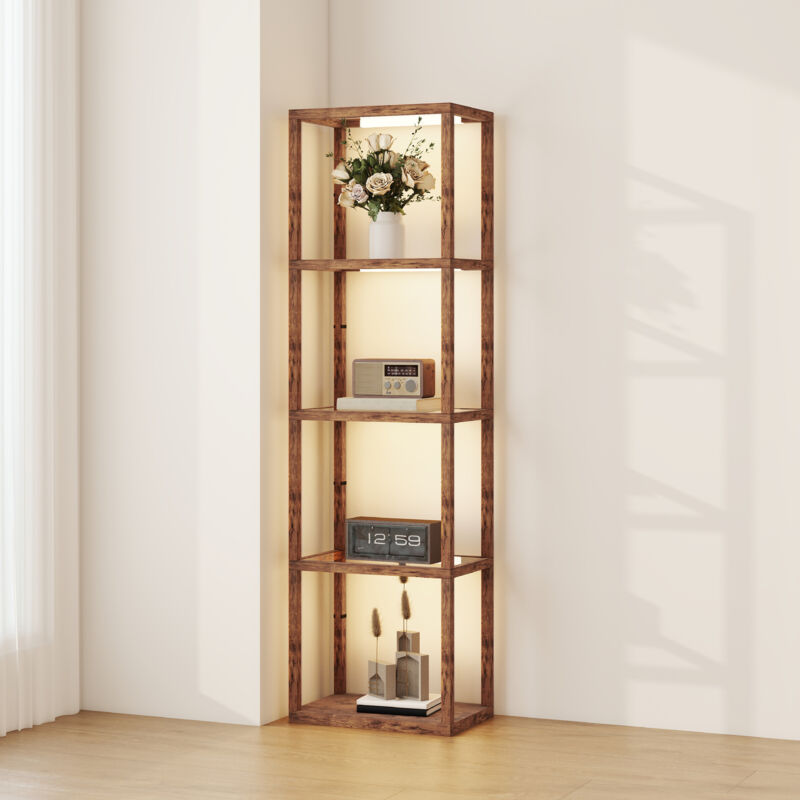 Image of Led Floor Lamp with Glass Shelves,&hellip;