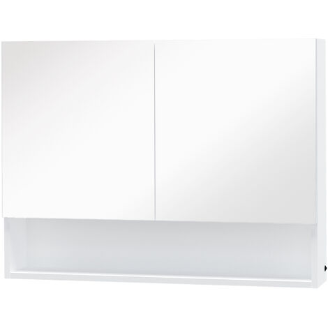 HOMCOM LED Spiegelschrank Lichtspiegel Badspiegel Badschrank Badezimmerspiegel Wandspiegel 15W (Modell 4) - weiß
