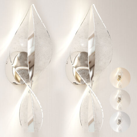 HOMCOM Led Wall Lamp 2 Pack, Modern Indoor Spiral Wall Light, Silver