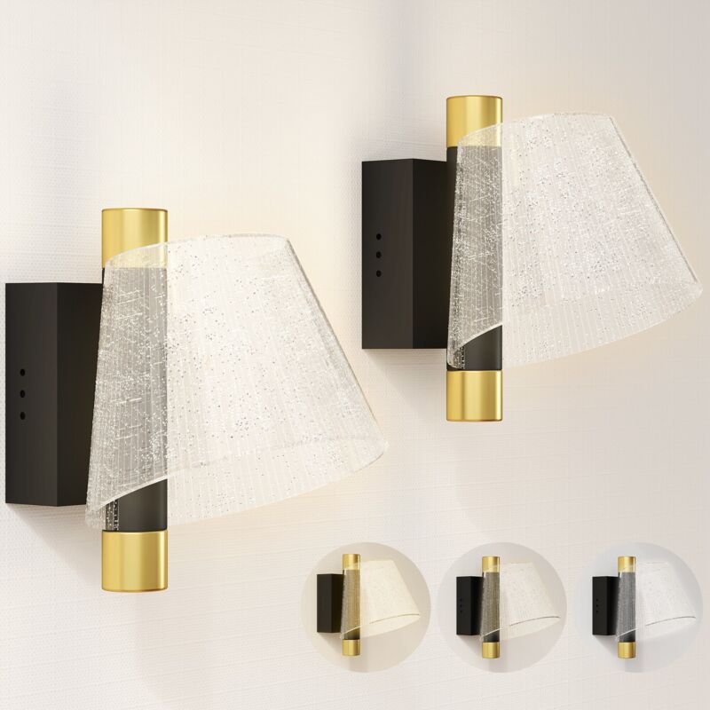 HOMCOM LED Wall Lamp 2 Pack, Modern Indoor Starry Wall Light, Black, Black