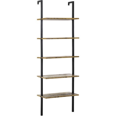 HOMCOM Libreria a Muro con 5 Ripiani in Legno e Metallo Stile Industriale